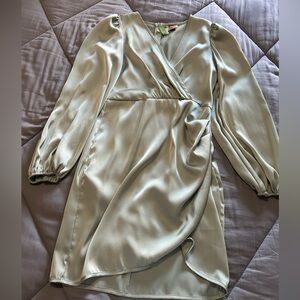 SHEIN Sage Long Sleeve Wrap Dress